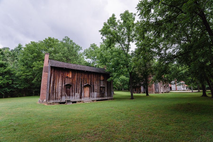 An old building sits on the ground of Historic Stagville in Durham.